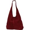AMBRA Moda WL818, pochette, borsa a tracolla, shopper, da donna, in vera pelle, Rosso (bordeaux), X-Large