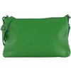 modamoda de - T258 - Borsa a tracolla da donna in pelle italiana, Verde foglia, m