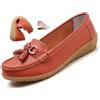 ZPLMIDE Mocassini ortopedici da donna in pelle traspirante, vestibilità larga, mocassini classici con zeppa tacco casual slip-on scarpe da trekking