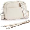 KALIDI Borsa a tracolla da donna con tracolla larga regolabile e cinturino stretto, tasche multiple, Beige-A., 22x17x8cm/8.6x6.7x3.1inch