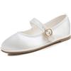 Feversole Women's Mary Jane Fashion，Scarpe Basse Classiche da Donna Décolleté Eleganti Mary Jane con Fibbia Morbida Scarpe da Ballo per in Bianco a Rete con Fibbia Rotonda 39