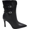 Malu Shoes Tronchetto Donna Stivaletto Pelle Nero a Punta Altezza sopra Caviglia Rigido con Spacco Tacco Spillo 10 cm Fibbie (39 EU)
