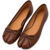 Generic JCVBN Scarpe da donna piatte a punta aperta in primavera con fiocco, morbide in pelle, con fiocco davanti, poco profonde, da infilare, ballerine per ragazze, flats Tabi, Rosso vinaccia, 38 EU
