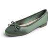 Feversole Women's Square Toe Fashion Flat,Punta Quadrata Tacco Basso Slip On Flats in Raso di Seta Verde Oliva 37 EU