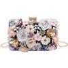 lapulio Borsa da sera floreale da donna, pochette con perline con paillettes e strass, borsa per festa di nozze con catene, nero, Small
