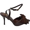 Malu Shoes Decollete Donna Slingback in Pelle Marrone a Punta con Fiocco Tessuto Davanti Tacco Sottile 10 cm