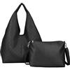 ANGELO Borsa a Spalla da Donna, Borsa a Sacca con Fori Grande Capiente, Inclusa Borsetta a Tracolla Regolabile, Shopping Bag in Pelle PU per Lavoro, Ufficio, Viaggio, Primavera Estate (Nero)