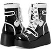tinetill Stivaletti Gotici Donna Stivali Punk di Media Altezza Stivali con Plateau in Pelle PU Simpatici Stivali Harajuku con Stivali da Moto con Tacco Largo Stivali Invernali con Plateau