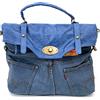 Superflybags Borsa a mano In Vera Pelle Camoscio + Tessuto Jeans modello DAKOTA Made In Italy