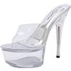 MUYEY Tacchi Alti da Donna 15 Cm / 5.9IN Sexy Stiletto Open Toe Tacchi Alti Cristallo Fashion Pole Lap Dancing Stripper Platform Slip ON Sandalo Plus Size Uomo Décolleté,Silver2,38 EU
