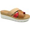 VIRGO FIRENZE Sandali Donna a Fasce Incrociate in Vera Pelle, Ciabatte Estive con Zeppa Media e Suola Platform, Made in Italy, rosso, 36