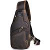 Le'aokuu Uomini Vera Pelle Borsa da Petto Moda Casual Escursionismo di Viaggio Borsa a Tracolla Borsa per Tracolla Rig One 8015