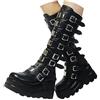 tinetill Donna Stivali con Plateau Punk Gotico Zeppe Alti Al Ginocchio con Zeppa Goth Invernali da Cavaliere con Cerniera con Tacco Grosso