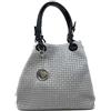 Chicca Borse Borsa a Mano con Tracolla da Donna Realizzata in Vera Pelle Stampa Intrecciata Made in Italy - 34x29x18 Cm