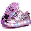 KOWO Scarpe LED,Scarpe da Skateboard a LED Light-UP,per Ragazze Unisex per Bambini,Ruote Doppie Singole,Luce 7 Colore Ricaricabili USB,Scarpe da Cross Sportive All'aperto