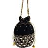 Purpledip Borsa Chenille Potli (Pochette, Borsa con Coulisse): Borsa a Tracolla con Ricamo Intricato, Nero (12604A)