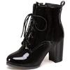 Asterisco Stivaletti da Donna con Tacco Largo Tacco Alto Boot Punta Rotonda Zip Stivali da Motociclista, J68507Xg Nero Numero 48 EU/50Cn