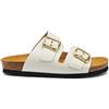 Frau Ciabatta a Doppia Fascia in Pelle White 17P8-36, Bianco