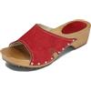 BeComfy Zoccoli da Donna in Pelle Zoccoli con Tacco in Legno per Donna 35-41 EU (Rosso, Sistema Taglie Calzature EU, Adulto, Numero, Media, 39)
