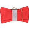 Girly Handbags Pochette da donna in raso a forma di fiocco con, Rosso
