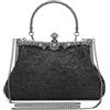 BAIGIO Pochette da donna nera vintage floreale, borsa a tracolla per feste di matrimonio, borsa da sposa in pizzo, B-nero, Pochette da donna 22 x 14.5 cm