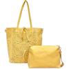 ANGELO Borsa a Spalla da Donna, Borsa Shopper Traforata Grande Capienza, Inclusa Pochette a Tracolla Regolabile, Shopping Bag Hobo in Pelle PU per Lavoro, Ufficio, Viaggio, Università (Giallo)