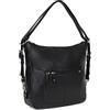 Hexagona - Borsa trasformabile - Compatibile con formato A4 e cellulare - per donna - Collezione Comfort - in pelle, Nero, Taglia unica