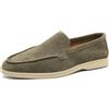 WXDTW Loafer e mocassini da uomo in pelle scamosciata, scarpe da guida slip-on, loafer leggeri e comodi con suola in gomma resistente e antiscivolo, Verde militare, 44 EU