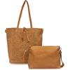 ANGELO Borsa a Spalla da Donna, Borsa Shopper Traforata Grande Capienza, Inclusa Pochette a Tracolla Regolabile, Shopping Bag Hobo in Pelle PU per Lavoro, Ufficio, Viaggio, Università (Marrone)