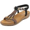 SMajong Sandali Bohemia Donna Estive Piatto Comode Infradito Strass Gioiello Moda Scarpe da Spiaggia con Elastiche Cinghia