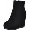 Lizoleor Donna Punta Rotonda Moda Plateau Zeppa Polacchine Peso Leggero Comodo Inverno Warm Stivaletti Soft Suede Lavoro Scarpe Nero Numero 38 EU/39Cn