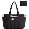 bagsmart Borsa shopper da donna, leggera, Puffy Tote Bag Borsa da lavoro, borsa per insegnanti, 15,6 pollici, borsa a tracolla con molti scomparti, per università, lavoro, viaggi, scuola, Nero