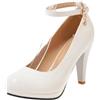 Asterisco Décolleté con Tacco a Cono da Donna con Plateau con Cinturino alla Caviglia Tacco Alto Scarpe Punta Rotonda Fibbia Eleganti Scarpe da Sposa, Numero 32-45