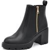 IF Stivaletti da donna con cerniera decorativa tronchetti tacco medio largo platform carrarmato BT24182 nero N.37