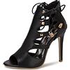JIEEME Sandali sexy da donna con tacco alto con cerniera e tacco alto da 10 cm, facili da camminare, per feste da donna, taglia grande, Z33-14S, Nero , 40 EU