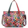 Karoukee Borsa Tote Colorata da Donna per Laptop, Borsa a Mano Grande ed Elegante in Vera Pelle con Design Patchwork, Borsa a Tracolla di Moda per Portatile, Borse a Spalla per Signore