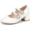 DREAM PAIRS Mary Jane - Scarpe da bambina con doppia cinghia, con tacco alto, per Pasqua, matrimoni, feste, chiese, principessa, comunione, décolleté per bambini piccoli e grandi, bianco, 32 EU