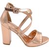 Malu Shoes Sandalo Donna Oro Rosa semilucido con Tacco Largo 10 cm e Fascia Comoda Incrocio sul Dorso e Cinturino alla Caviglia (39 EU)