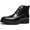 LMLTOP Stivaletti da Uomo Indossabili Derby Antiscivolo Resistenti Brogue Intagliato Punta dell'ala Altezza Crescente Ascensore PU Classico Casual (Color : Nero, Size : 43 EU)