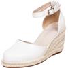 Generisch Espadrillas da donna con zeppa e cinturino alla caviglia, sandali chiusi per feste estive, ufficio o passeggiate in città., Stile M14 bianco, 35.5 EU