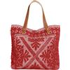 Markotex Borsa Mare in Cotone, con Chiusura a bottone magnetico, manici in Cuoio, Leggera e Pieghevole, Ampia Capacità Donna per Shopping, Viaggio, Campeggio - Sarda MADE IN ITALY (Red (darker handles))