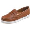 Feversole Comfort Women's Leather Daily Loafer, Pelle da Donna Loafer Giornaliero Driving Flats Flessibile Walking Boat Shoes Pelle di Grano vegana Camle 39