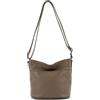 modamoda de T198 Borsa a tracolla da donna in pelle made in Italy, Tortora scuro, s
