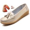 ZPLMIDE Mocassini ortopedici da donna in pelle traspirante, vestibilità larga, mocassini classici con zeppa tacco casual slip-on scarpe da trekking