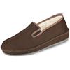 SCHAWOS Pantofole Uomo 6070 - In feltro con fodera in lana, inserti elastici, suola antiscivolo e struttura stabile, ideali per anziani (marrone, 45)