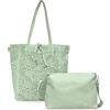ANGELO Borsa a Spalla da Donna, Borsa Shopper Traforata Grande Capienza, Inclusa Pochette a Tracolla Regolabile, Shopping Bag Hobo in Pelle PU per Lavoro, Ufficio, Viaggio, Università (Verde)