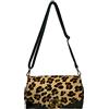 Modarno Borsa a tracolla in pelle bovina Cavallino, borsa a tracolla in vera pelle da donna (Leopardo Grande)