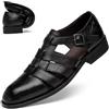 WINDEHAO Sandali in pelle romana da uomo, vestibilità larga, punta chiusa, sandali gladiatore Summmer Comfort Fisherman Beach Holiday Walking Mules, Nero , Large