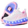 flintronic Pattini a Rotelle con Strisce LED per Ragazze, Scarpe da Ginnastica con Doppie Ruote in Linea, Scarpe Ricaricabili Tramite USB, EU 33
