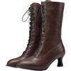 tinetill Stivaletti Donna Stivali Vittoriani Punk Gotici Stivali in Pelle PU Stivali a Mezza Gamba Vintage Stivaletti a Punta Stivali con Tacco Basso Stivali per Costumi da Festa Boot con Zip